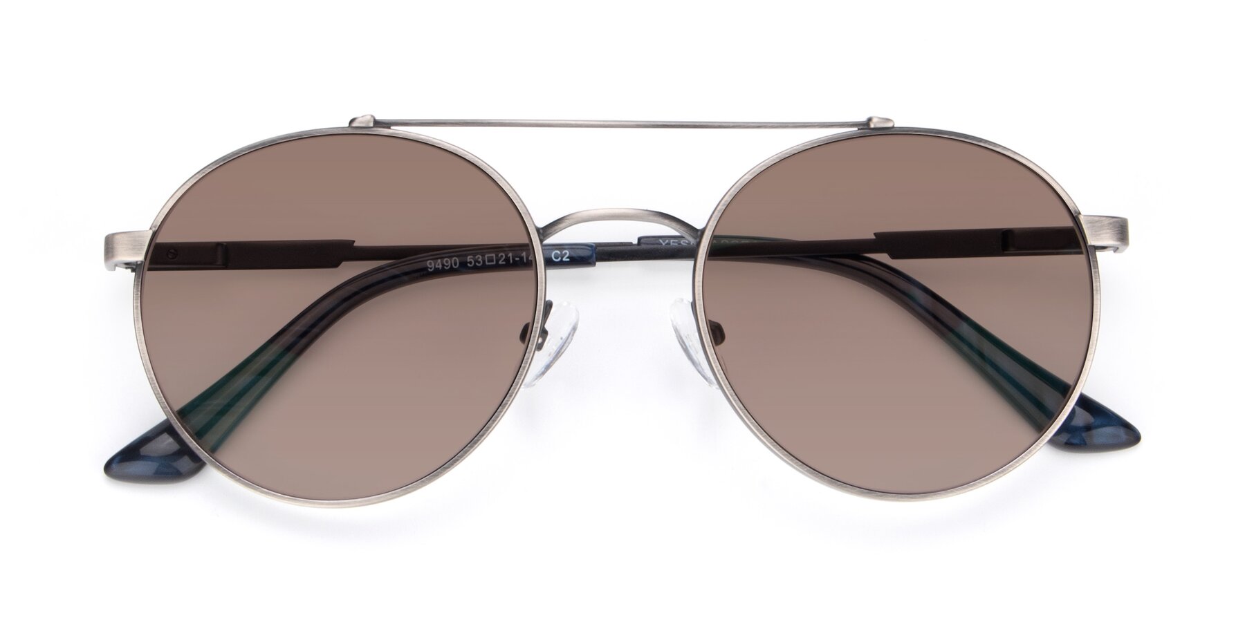 Folded Front of 9490 in Antique Gunmetal with Medium Brown Tinted Lenses