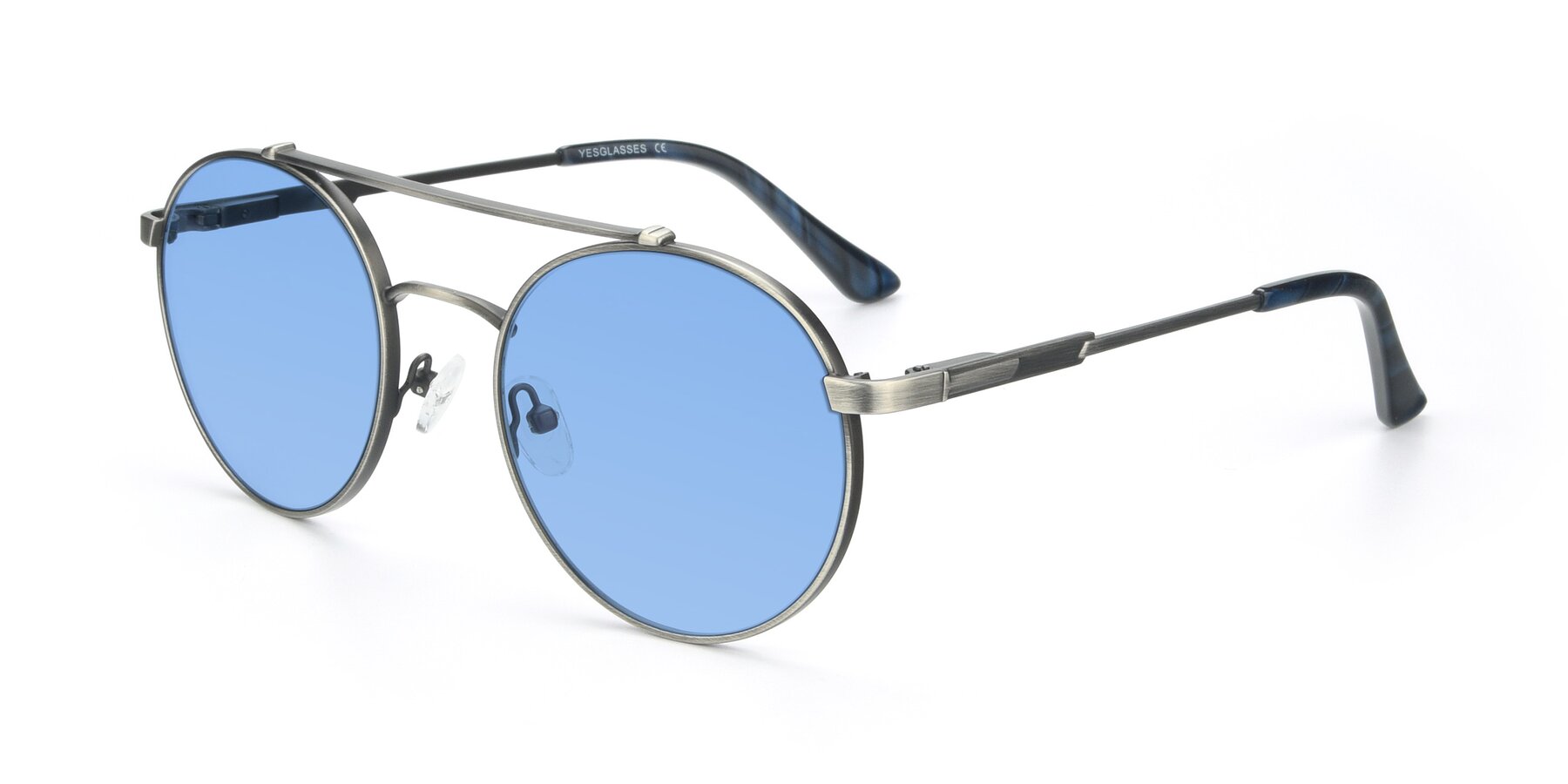 Angle of 9490 in Antique Gunmetal with Medium Blue Tinted Lenses