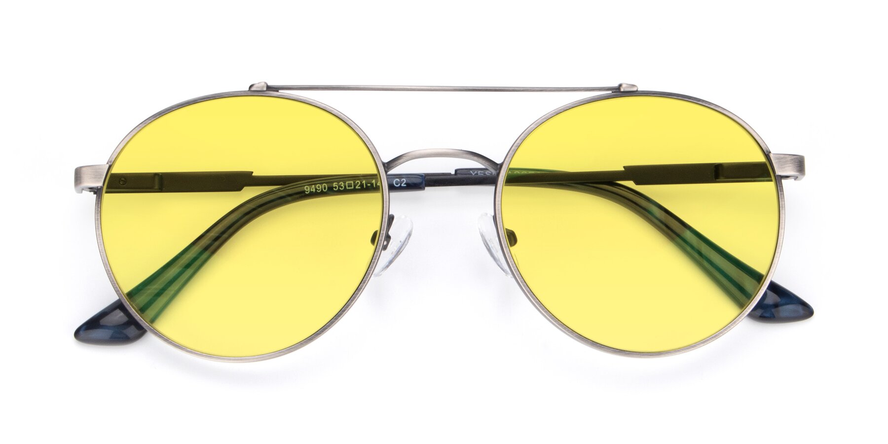 Folded Front of 9490 in Antique Gunmetal with Medium Yellow Tinted Lenses