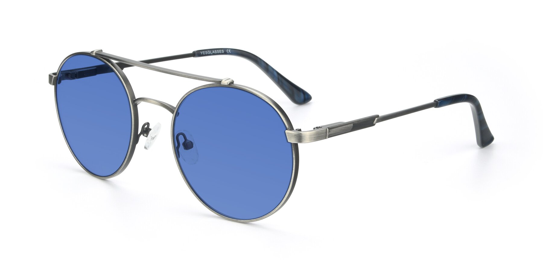 Angle of 9490 in Antique Gunmetal with Blue Tinted Lenses