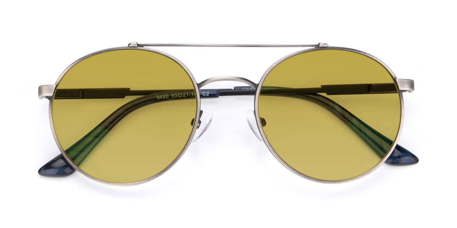 Folded Front of 9490 in Antique Gunmetal with Champagne Tinted Lenses