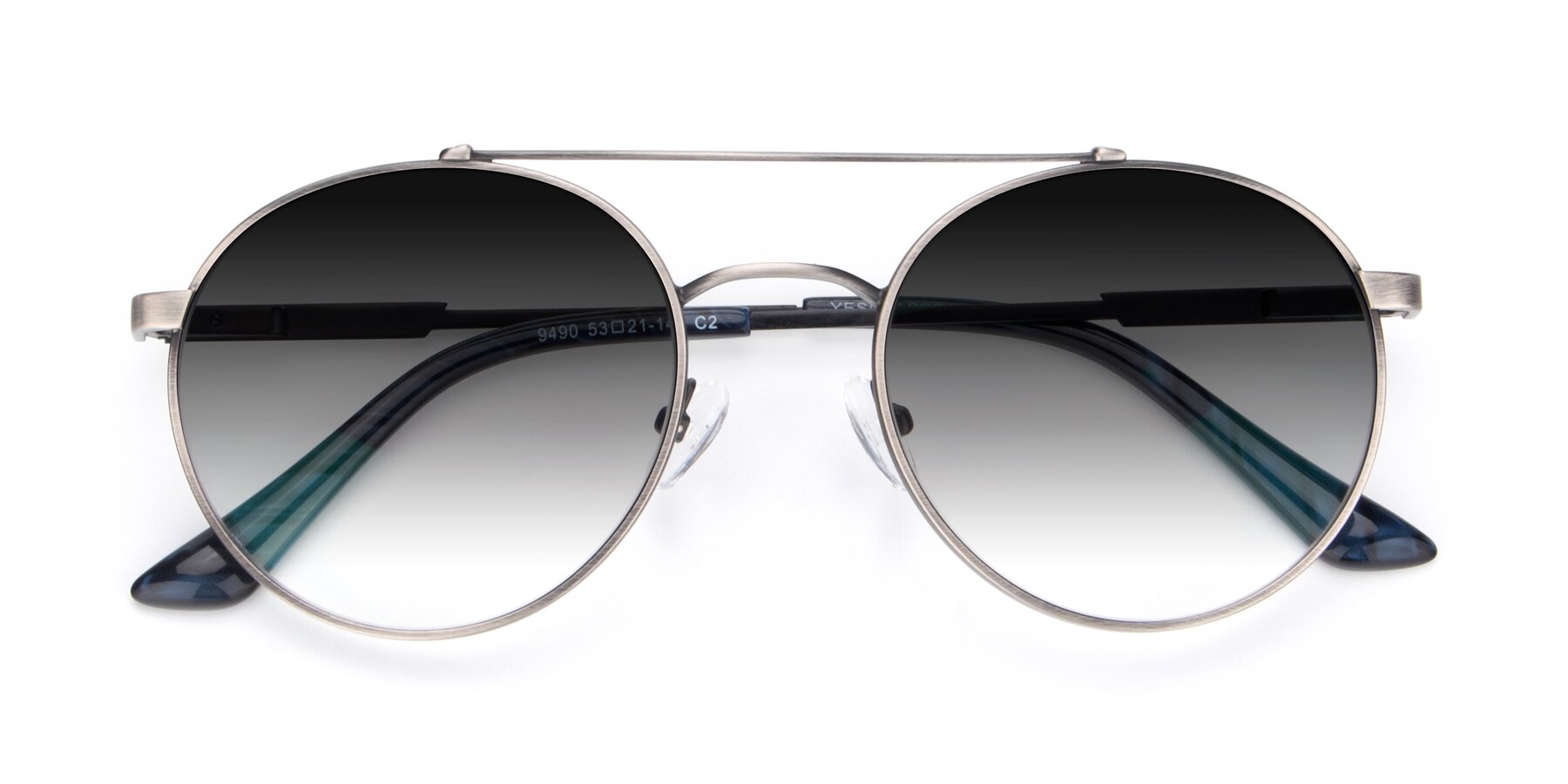 Folded Front of 9490 in Antique Gunmetal with Gray Gradient Lenses