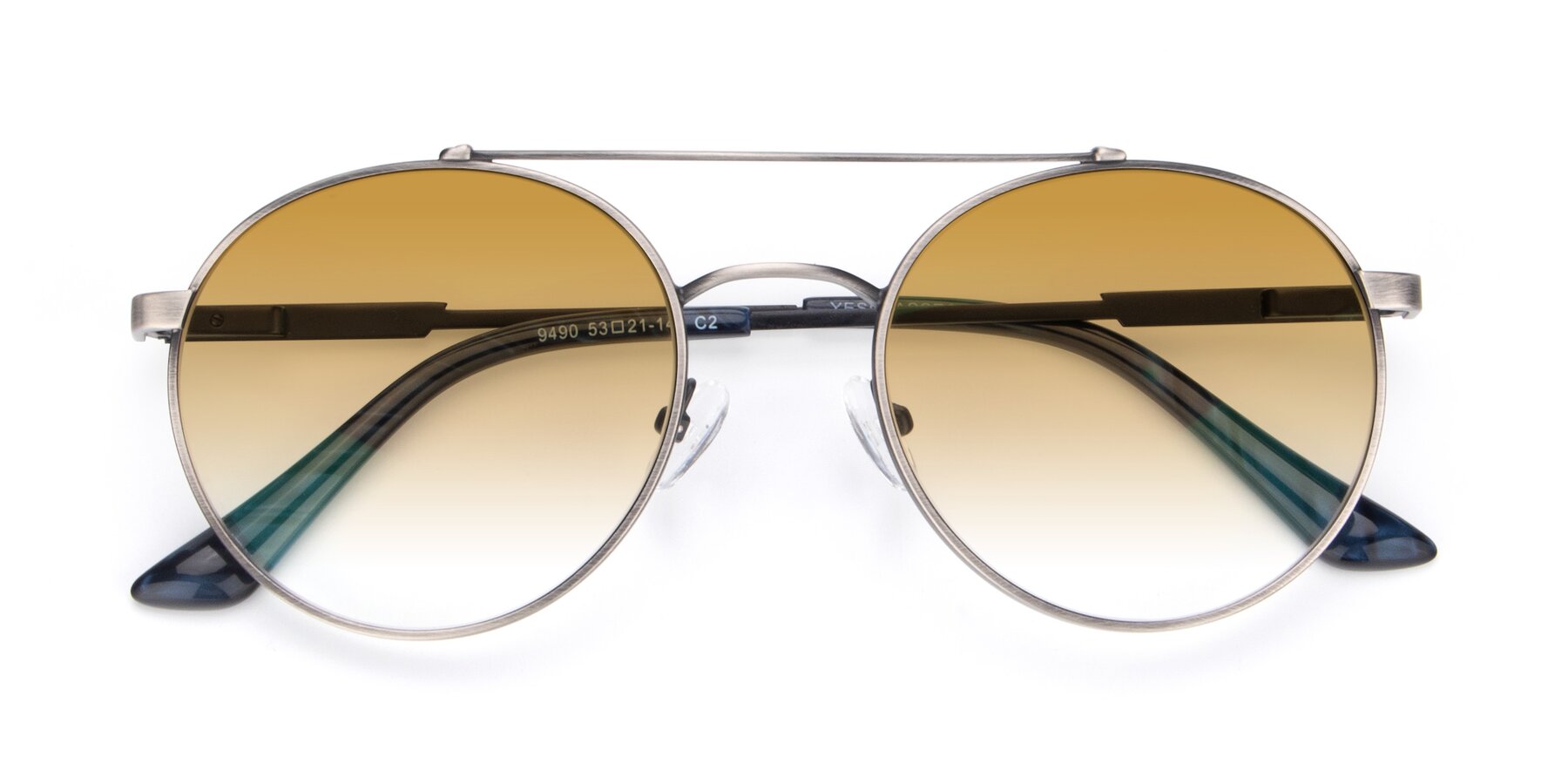 Folded Front of 9490 in Antique Gunmetal with Champagne Gradient Lenses