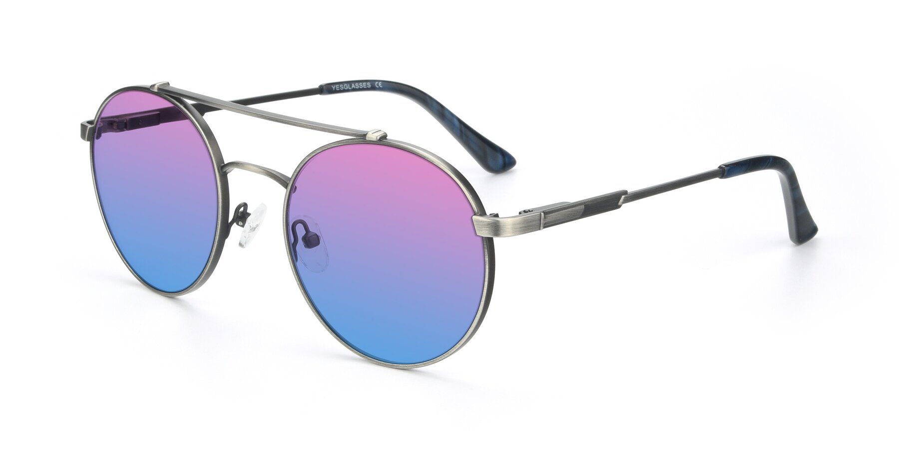 Angle of 9490 in Antique Gunmetal with Pink / Blue Gradient Lenses