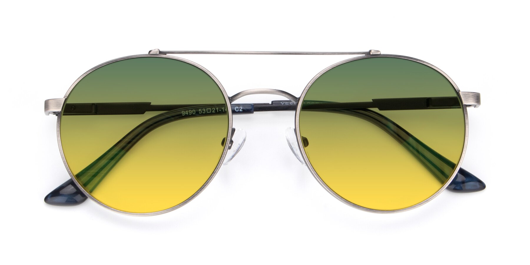 Folded Front of 9490 in Antique Gunmetal with Green / Yellow Gradient Lenses
