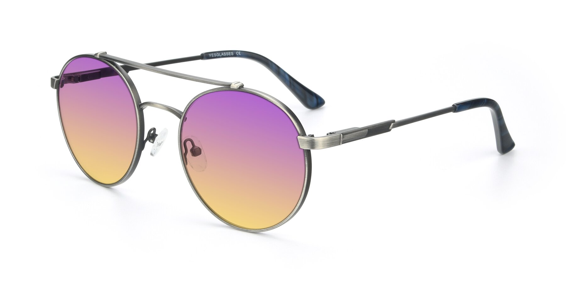 Angle of 9490 in Antique Gunmetal with Purple / Yellow Gradient Lenses