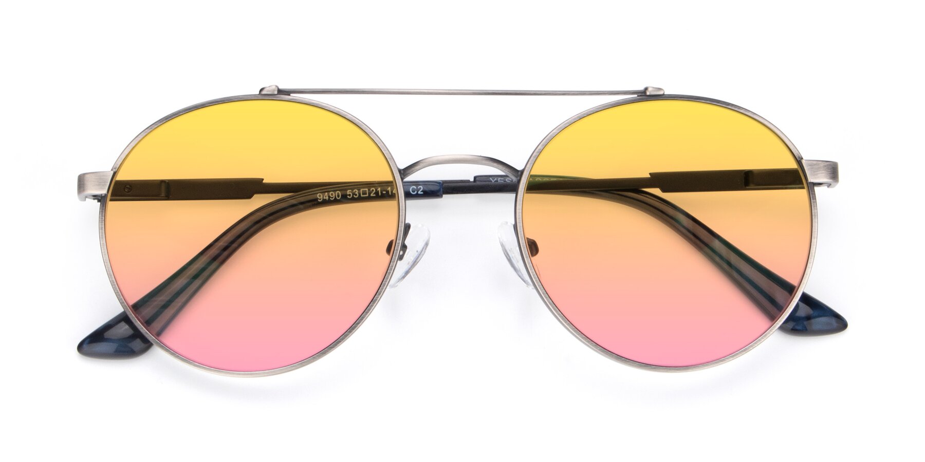 Folded Front of 9490 in Antique Gunmetal with Yellow / Pink Gradient Lenses