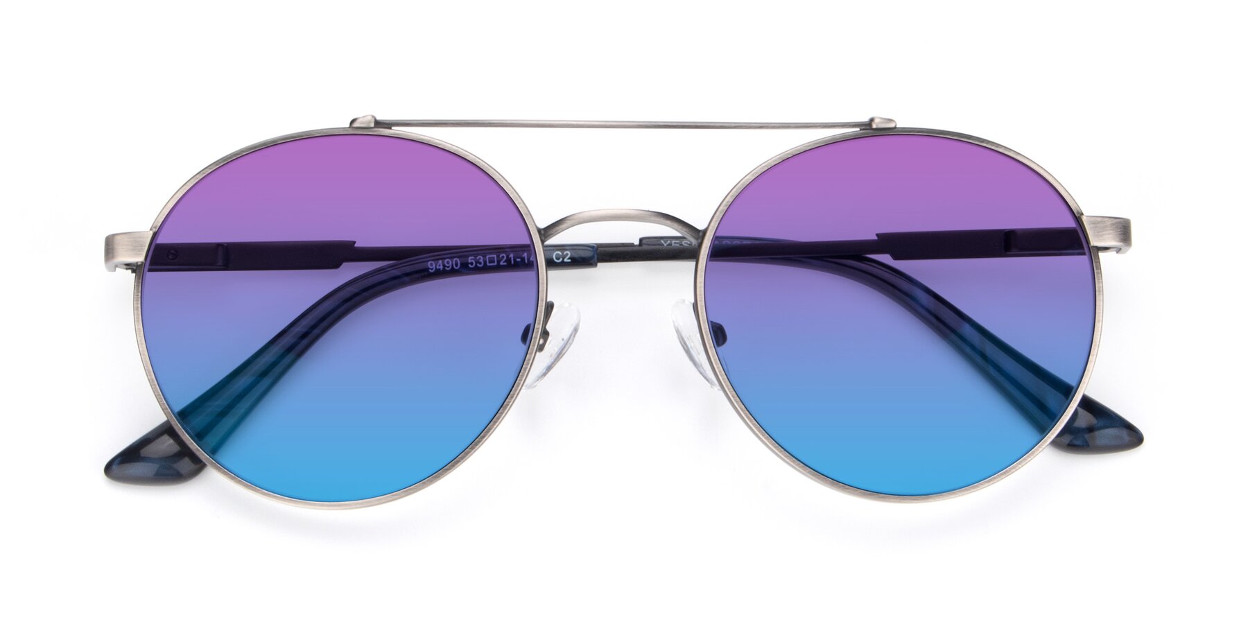 Folded Front of 9490 in Antique Gunmetal with Purple / Blue Gradient Lenses