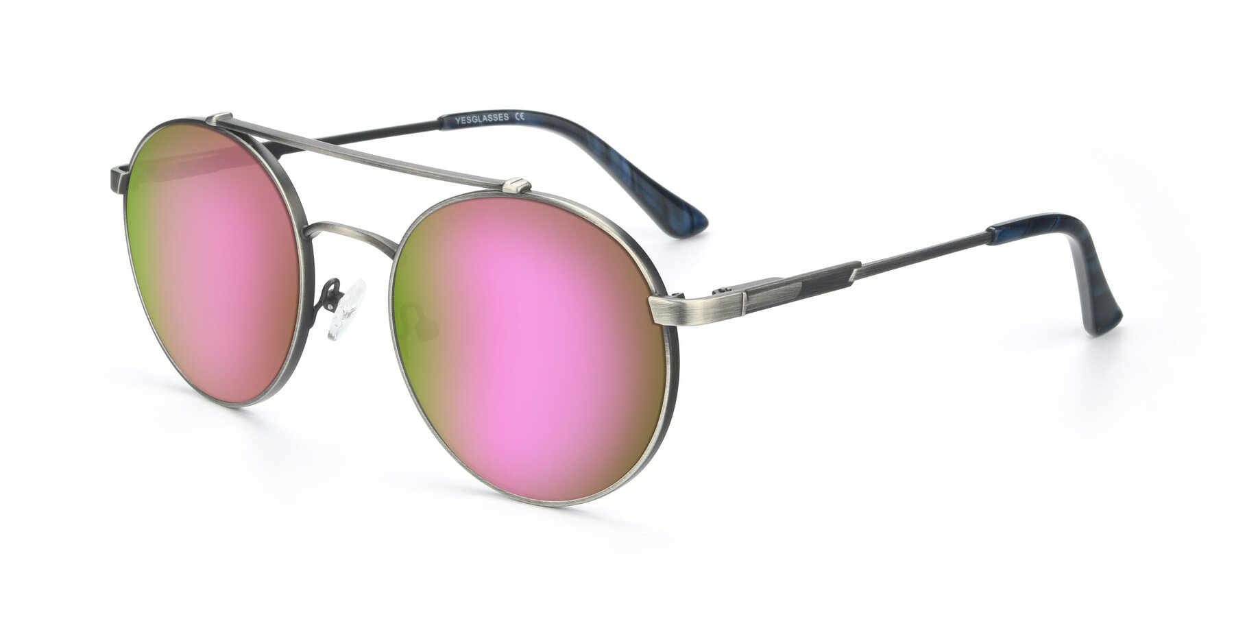 Angle of 9490 in Antique Gunmetal with Pink Mirrored Lenses