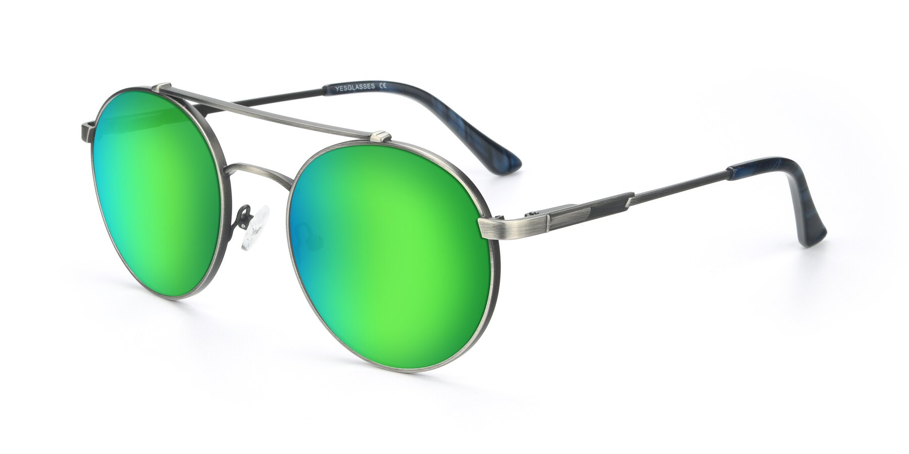 Angle of 9490 in Antique Gunmetal with Green Mirrored Lenses