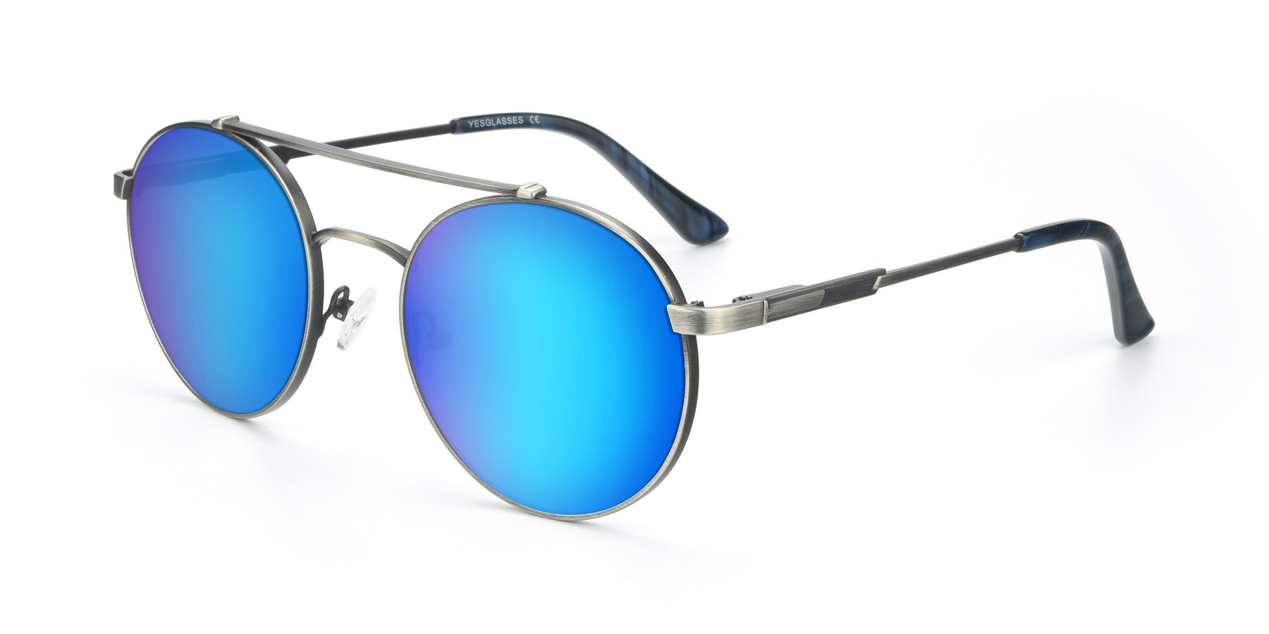 Angle of 9490 in Antique Gunmetal with Blue Mirrored Lenses