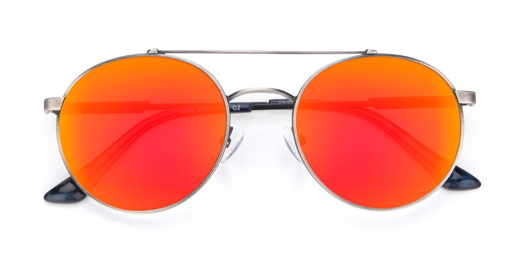 Folded Front of 9490 in Antique Gunmetal with Red Gold Mirrored Lenses