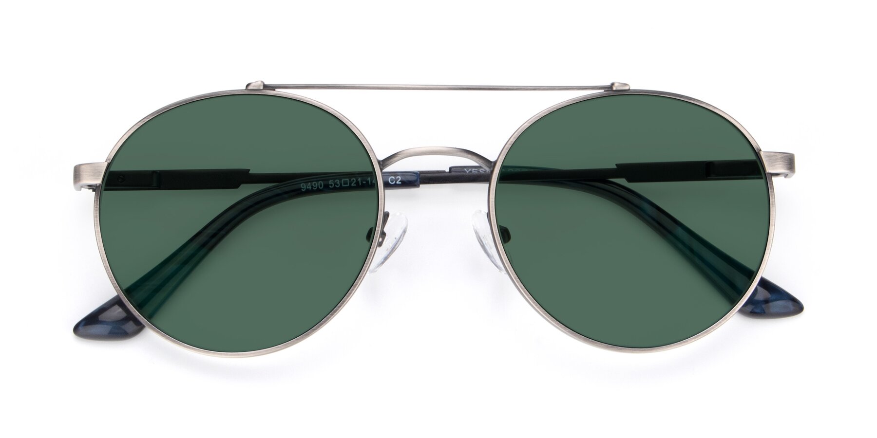 Folded Front of 9490 in Antique Gunmetal with Green Polarized Lenses
