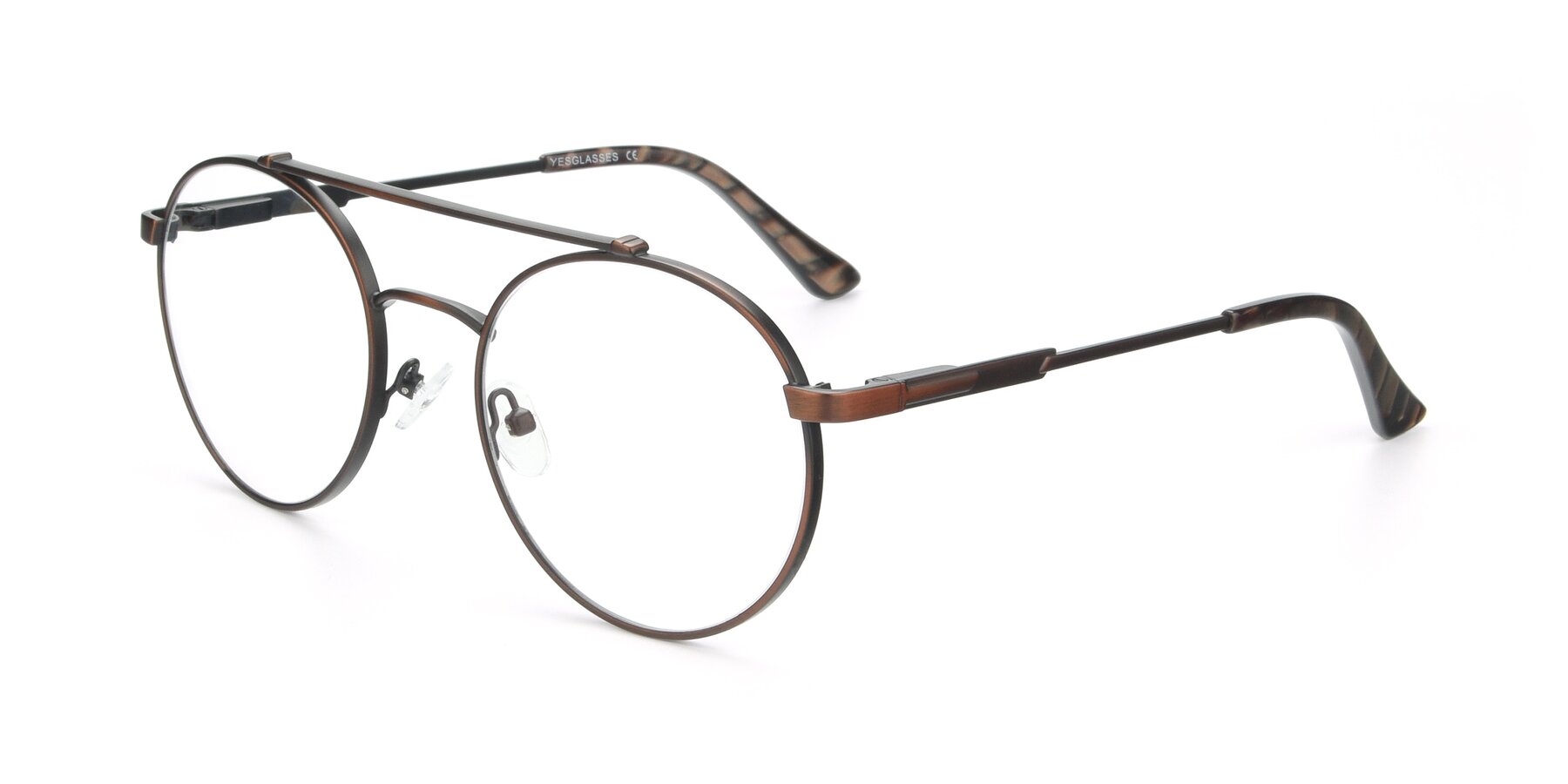 Angle of 9490 in Antique Brown with Clear Eyeglass Lenses