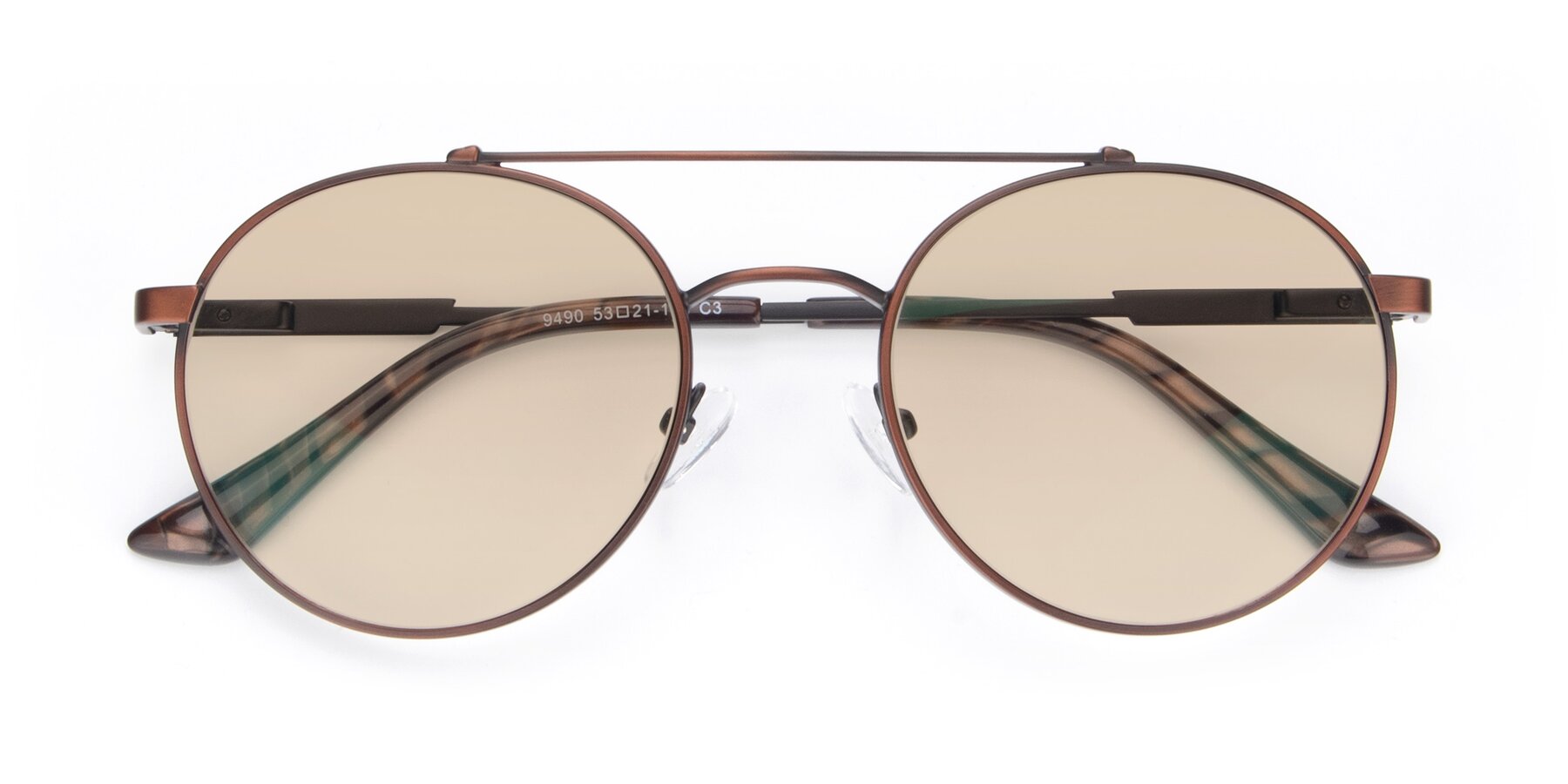 Folded Front of 9490 in Antique Brown with Light Brown Tinted Lenses