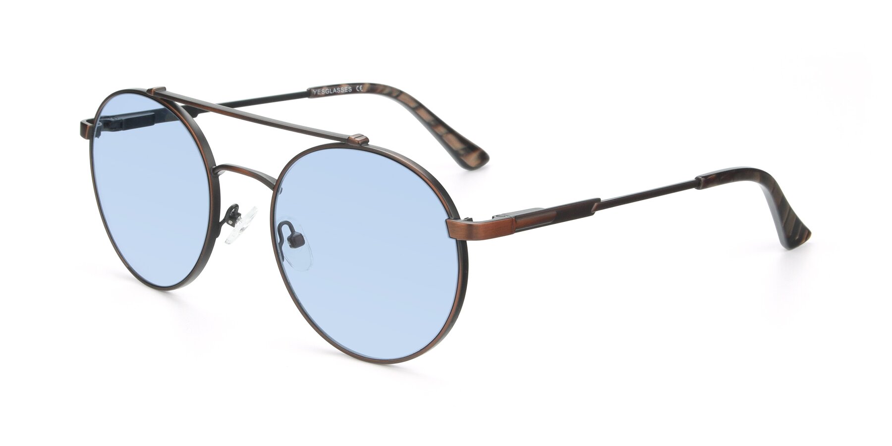 Angle of 9490 in Antique Brown with Light Blue Tinted Lenses
