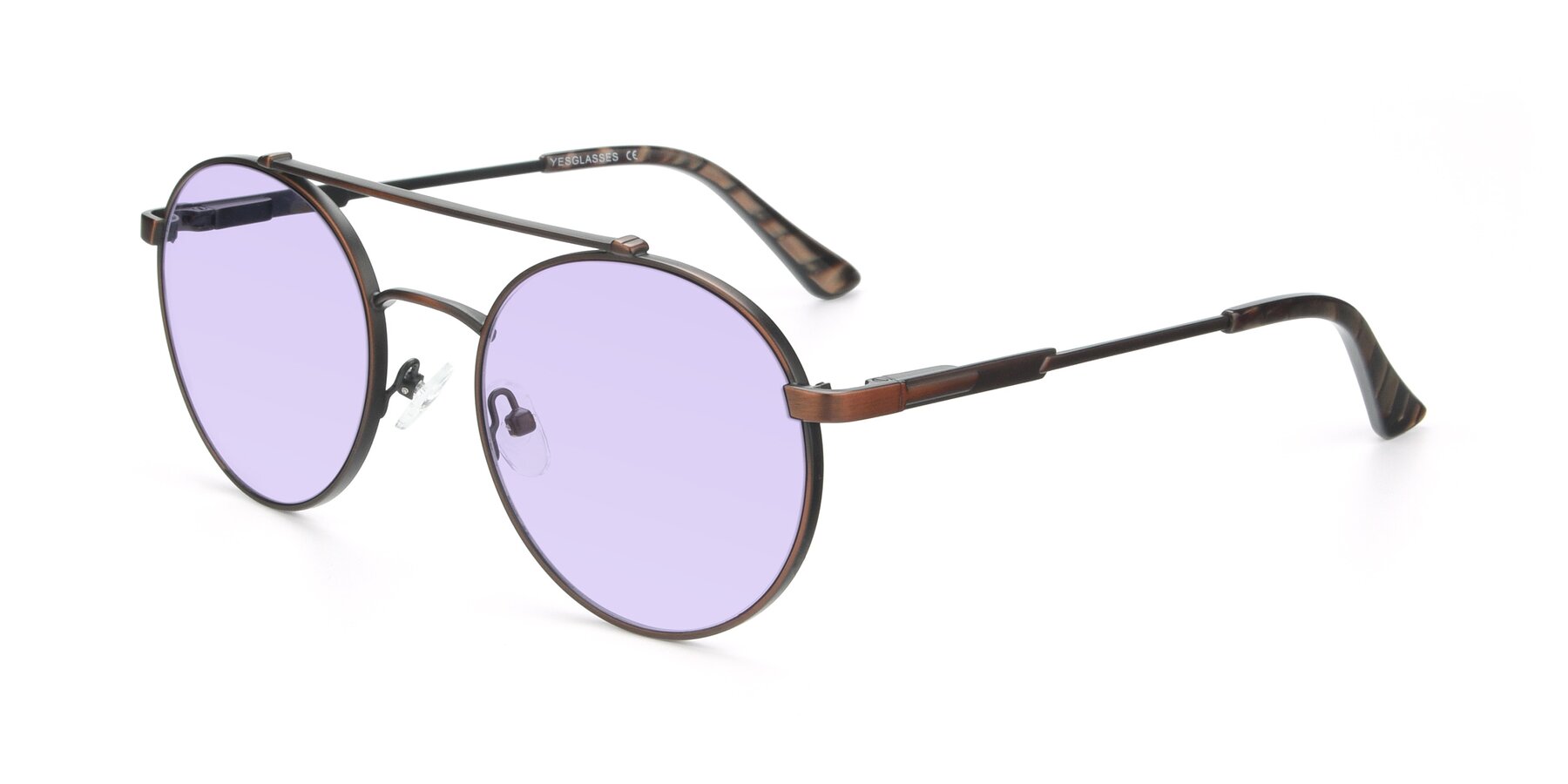 Angle of 9490 in Antique Brown with Light Purple Tinted Lenses