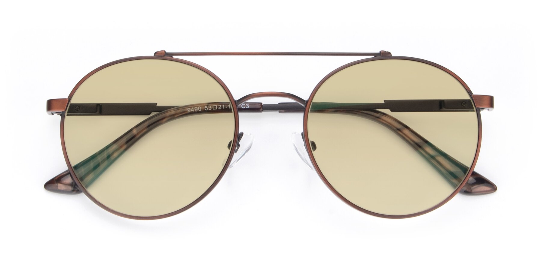 Folded Front of 9490 in Antique Brown with Light Champagne Tinted Lenses