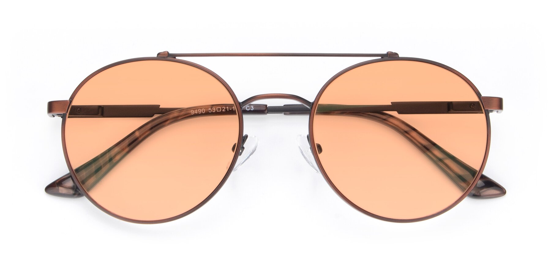Folded Front of 9490 in Antique Brown with Light Orange Tinted Lenses