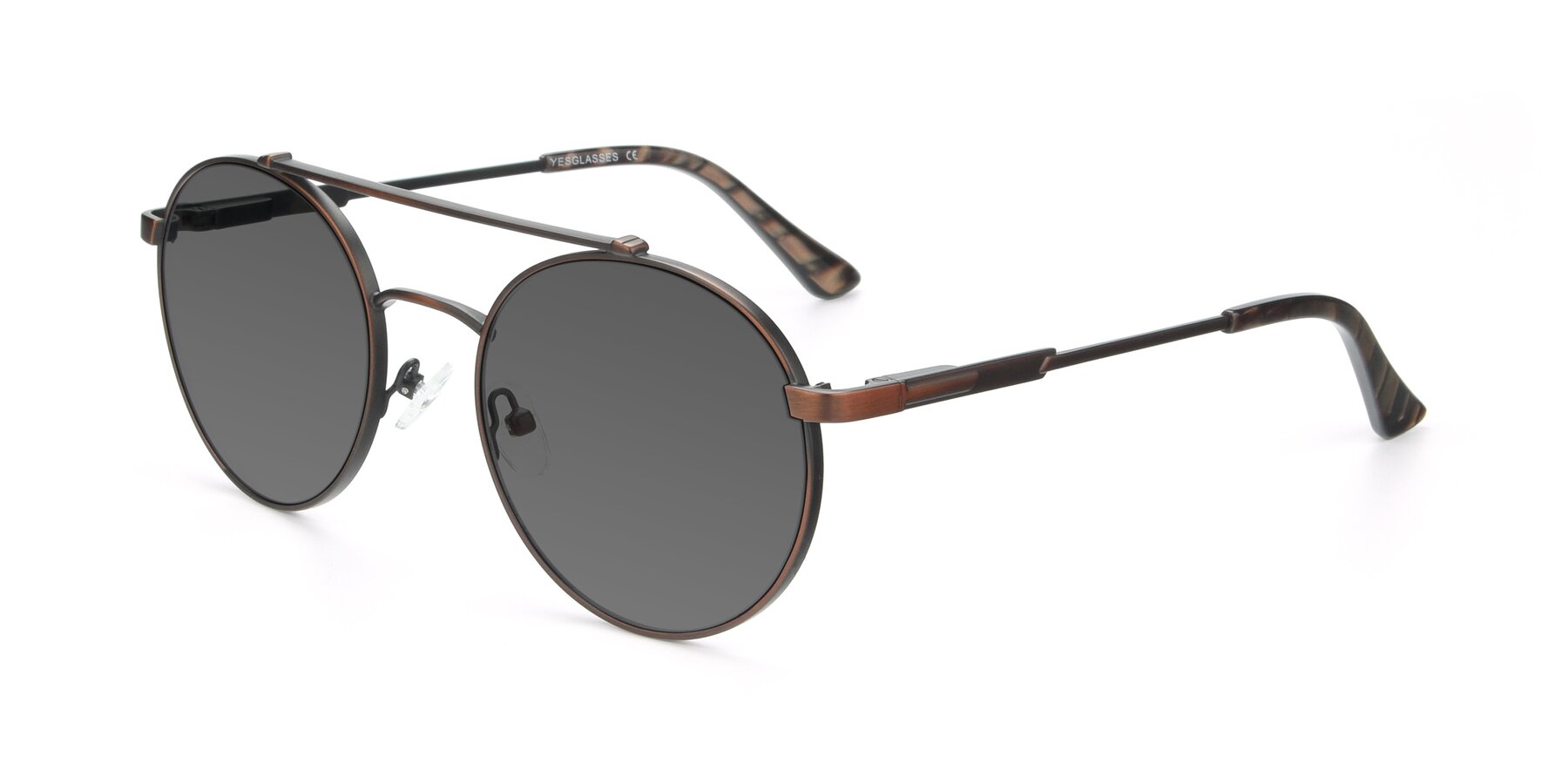 Angle of 9490 in Antique Brown with Medium Gray Tinted Lenses