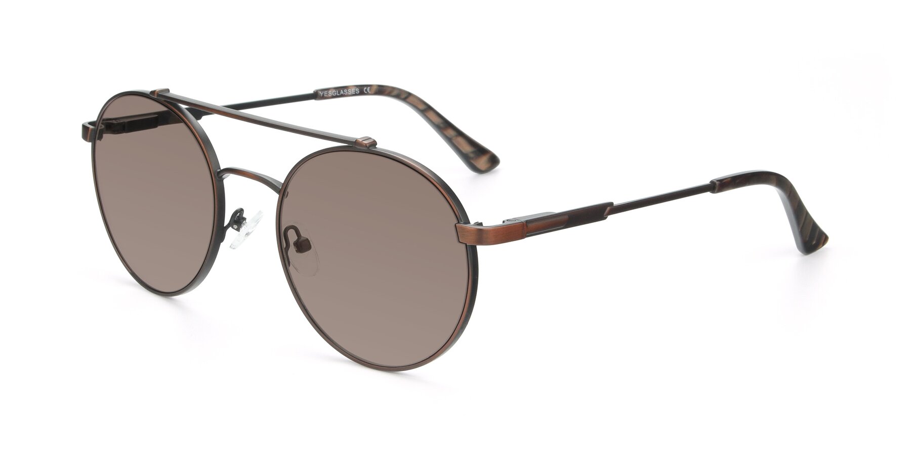 Angle of 9490 in Antique Brown with Medium Brown Tinted Lenses