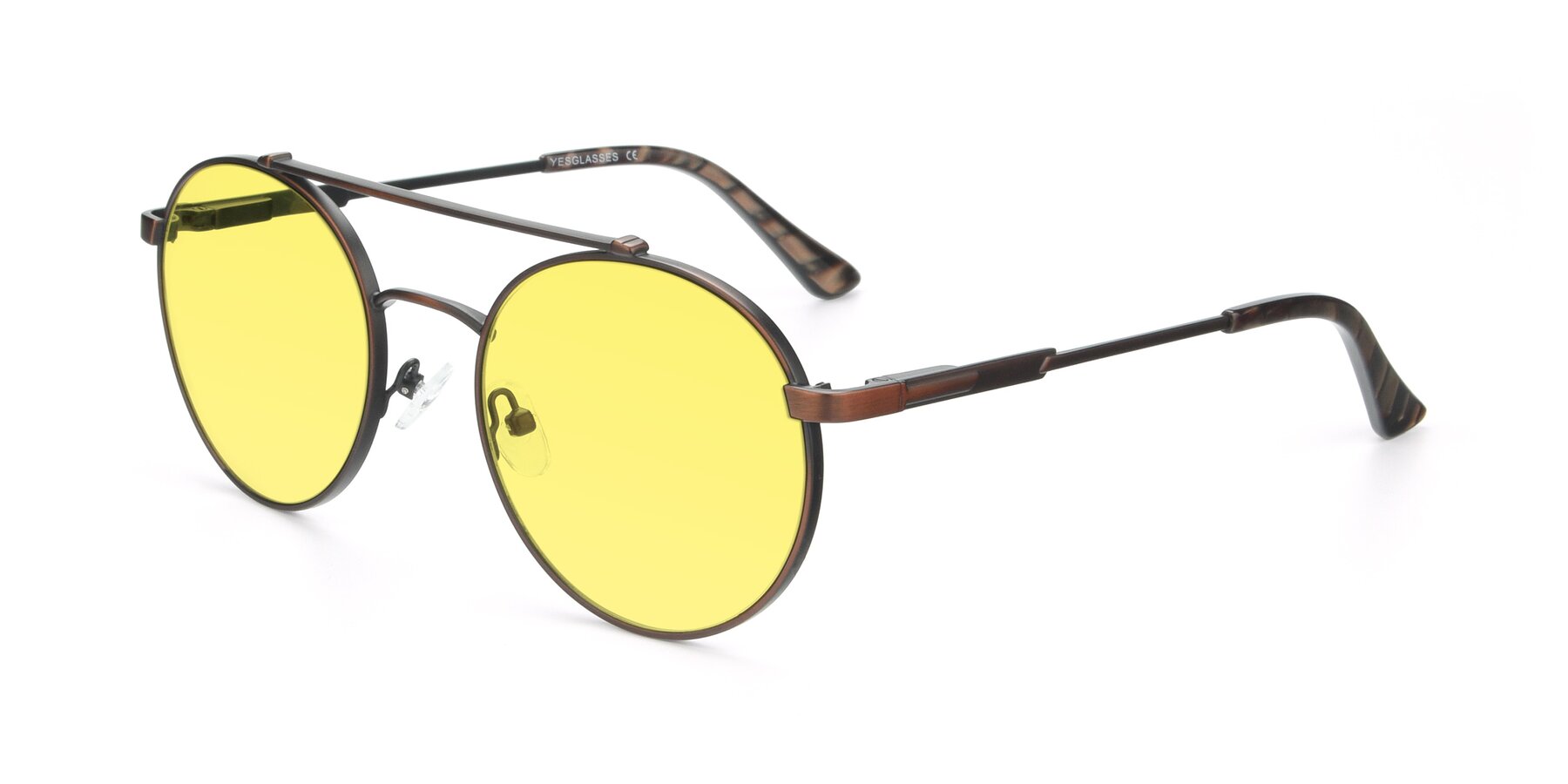 Angle of 9490 in Antique Brown with Medium Yellow Tinted Lenses