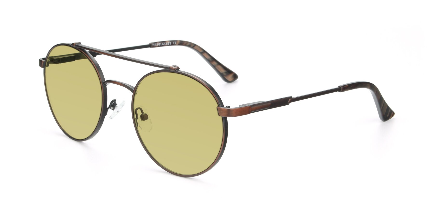 Angle of 9490 in Antique Brown with Medium Champagne Tinted Lenses