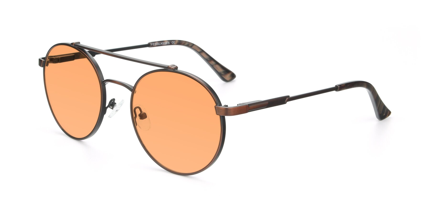 Angle of 9490 in Antique Brown with Medium Orange Tinted Lenses
