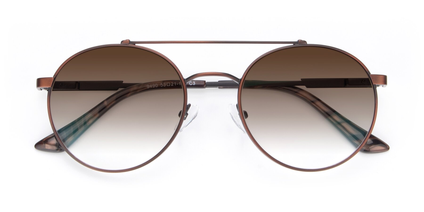 Folded Front of 9490 in Antique Brown with Brown Gradient Lenses
