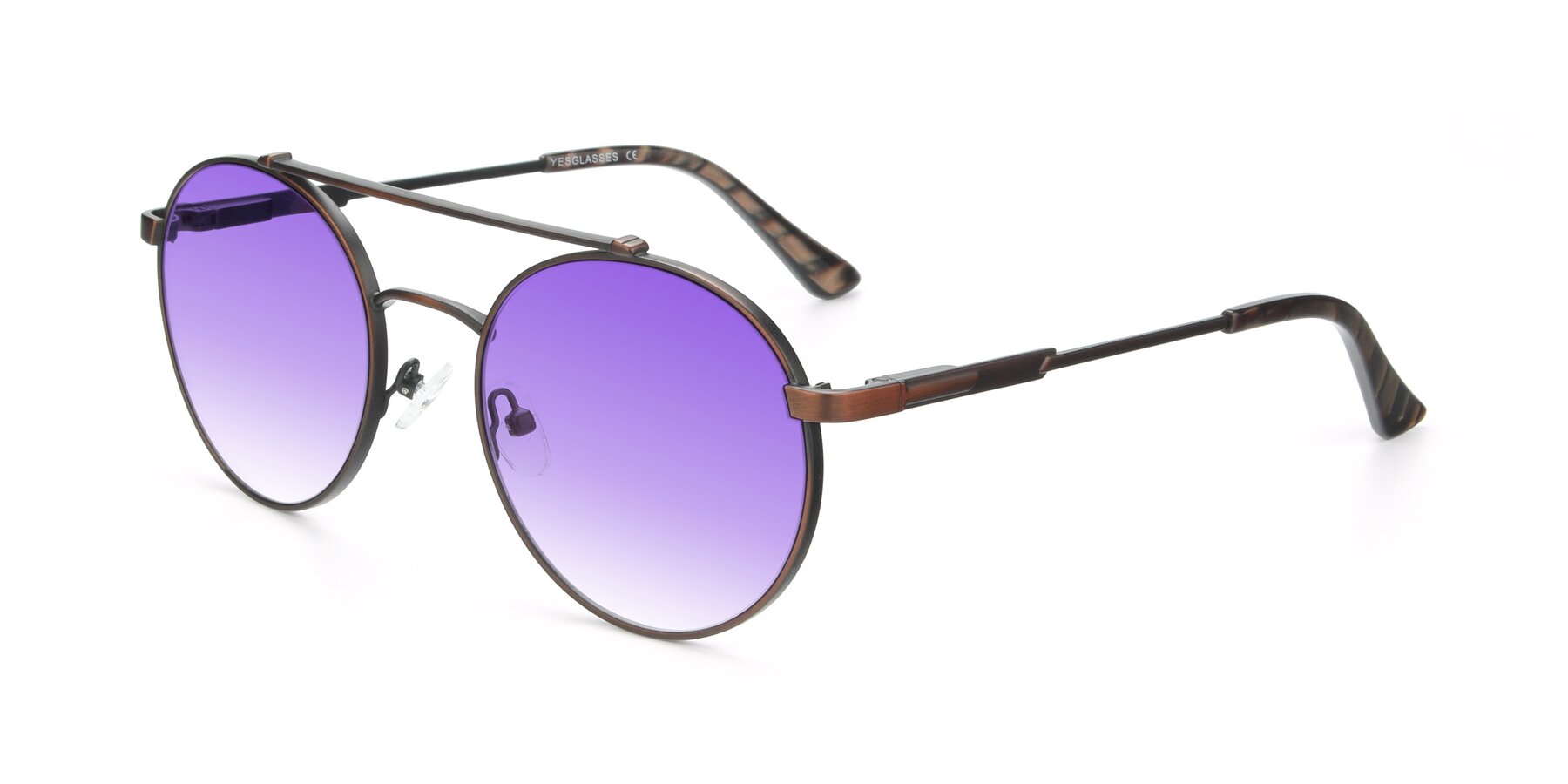 Angle of 9490 in Antique Brown with Purple Gradient Lenses