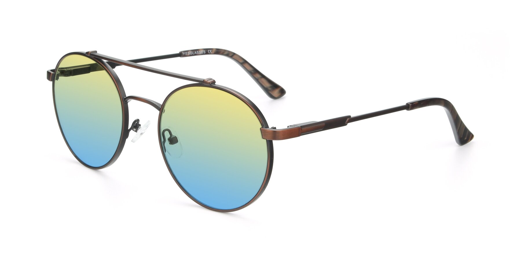 Angle of 9490 in Antique Brown with Yellow / Blue Gradient Lenses