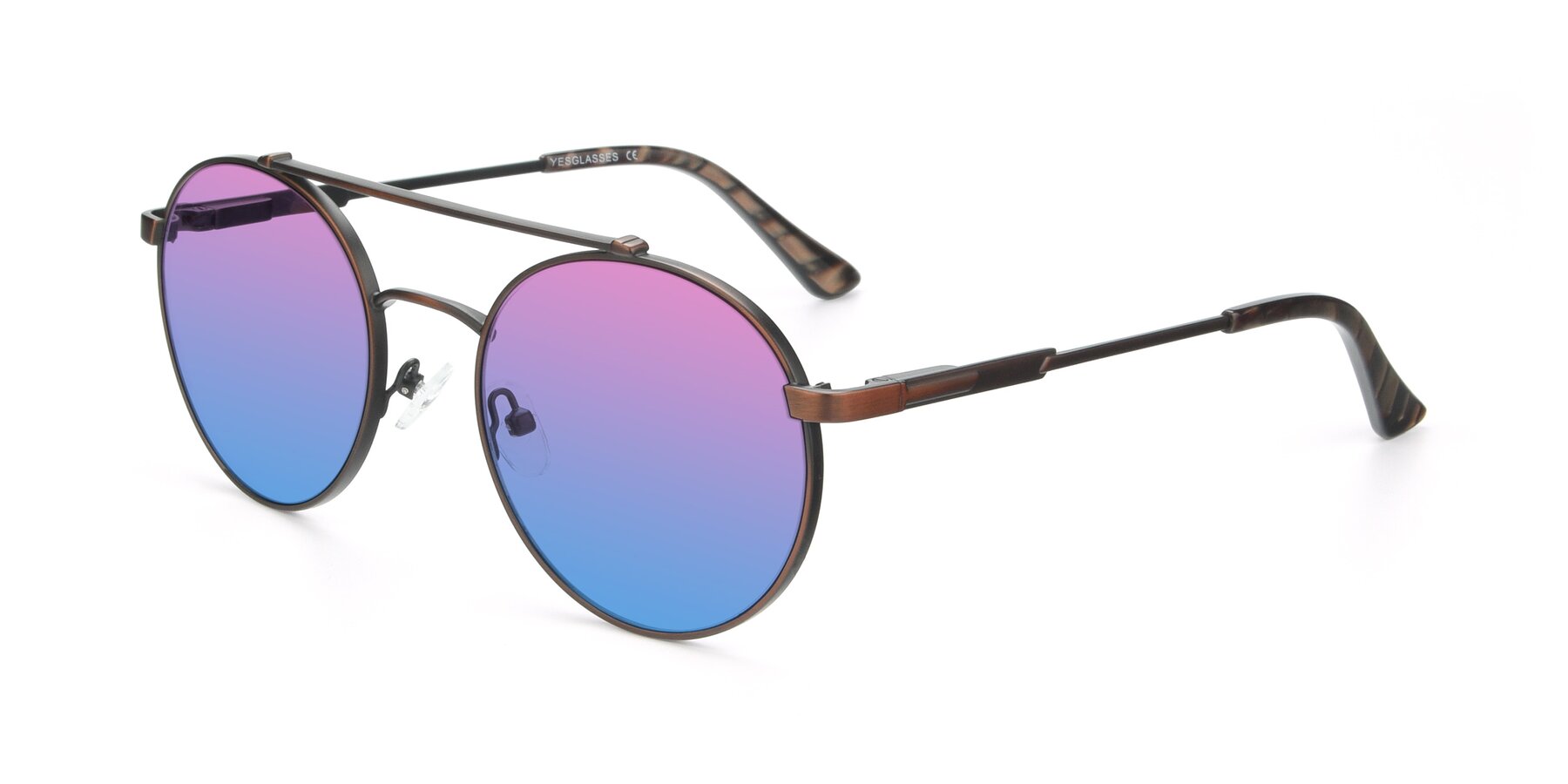 Angle of 9490 in Antique Brown with Pink / Blue Gradient Lenses