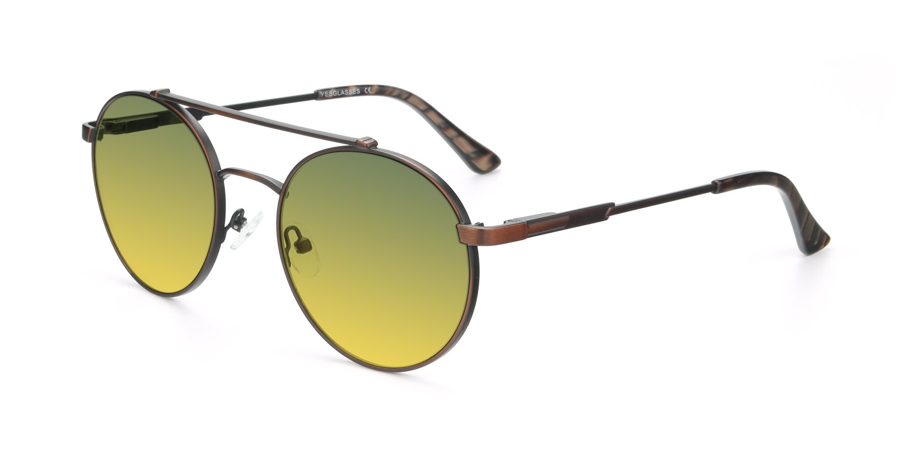 Angle of 9490 in Antique Brown with Green / Yellow Gradient Lenses