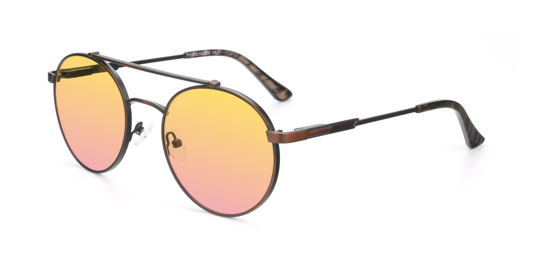 Angle of 9490 in Antique Brown with Yellow / Pink Gradient Lenses