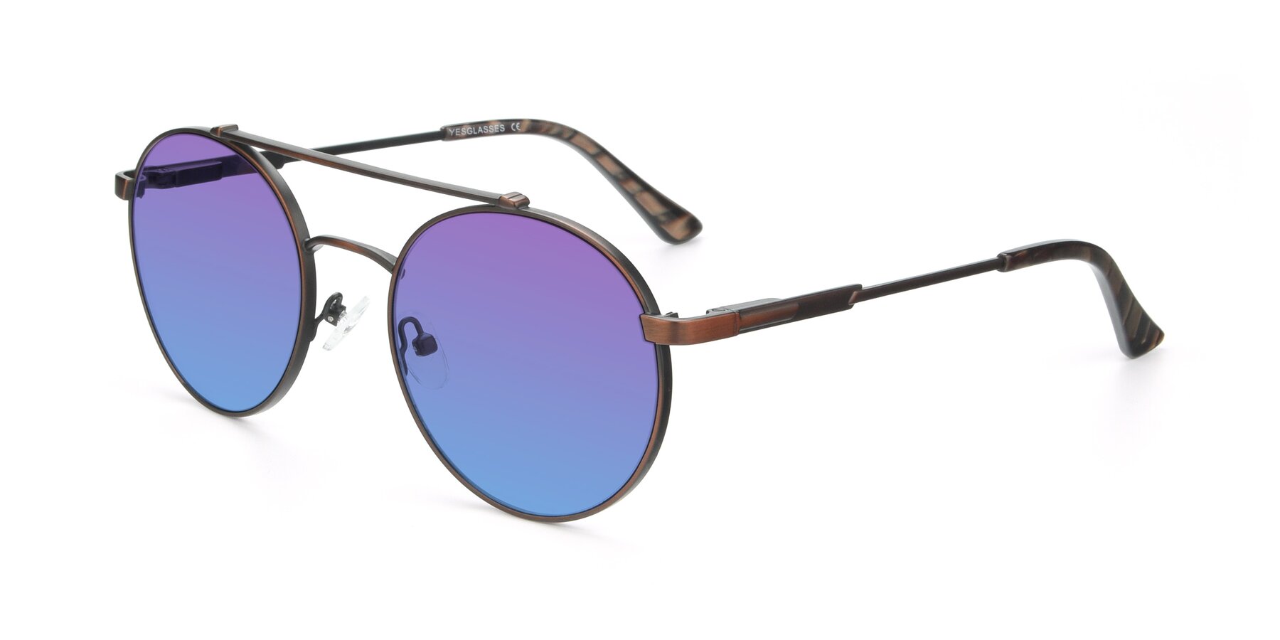 Angle of 9490 in Antique Brown with Purple / Blue Gradient Lenses