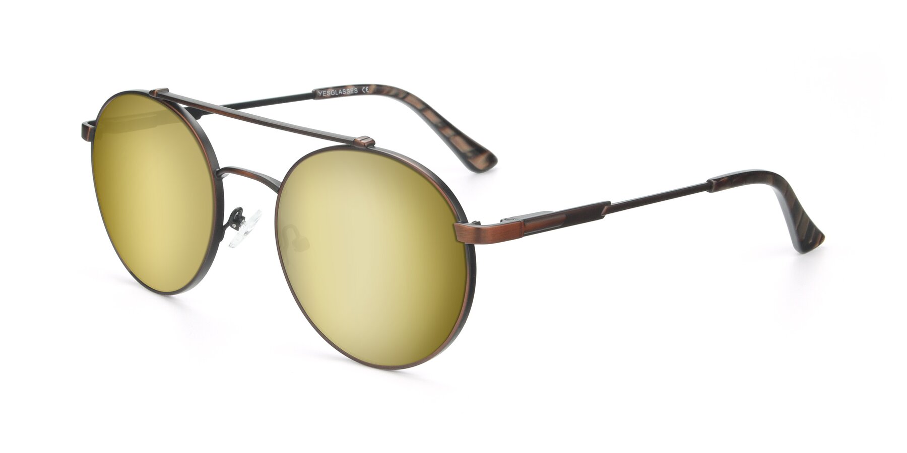 Angle of 9490 in Antique Brown with Gold Mirrored Lenses