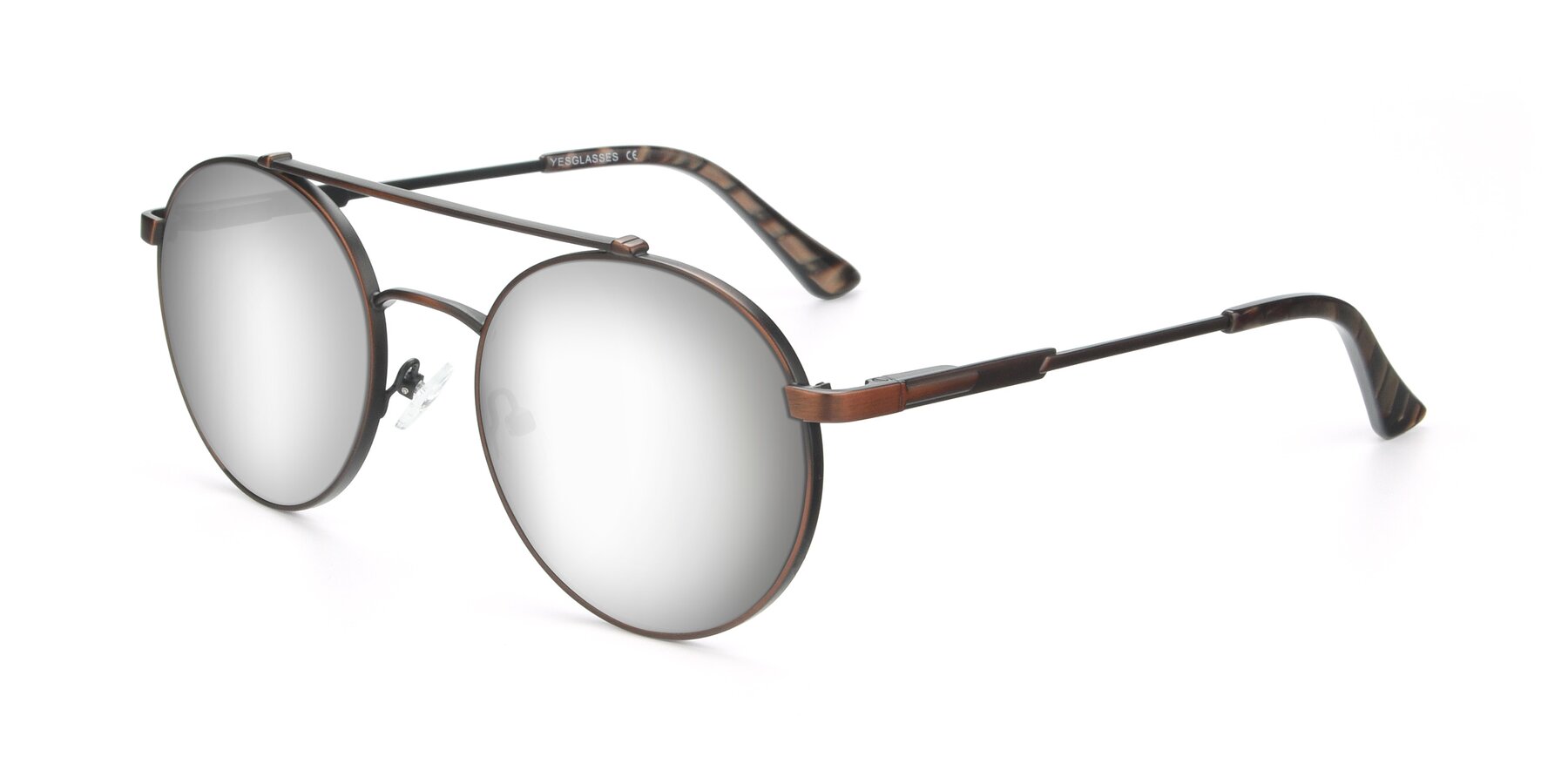 Angle of 9490 in Antique Brown with Silver Mirrored Lenses