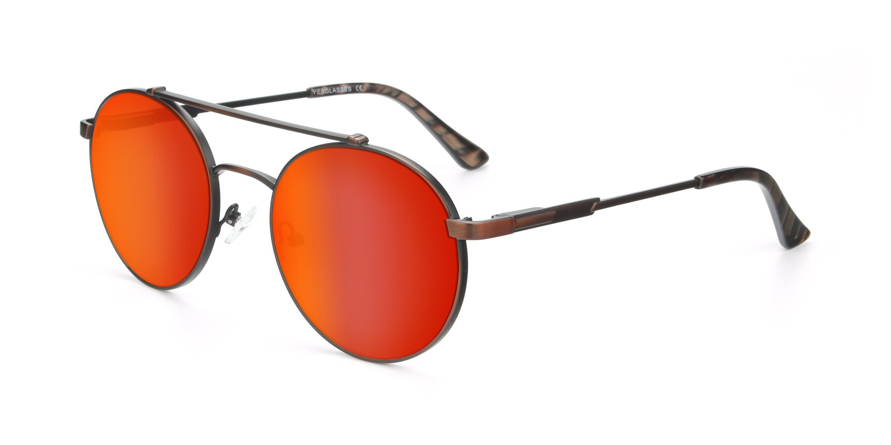 Angle of 9490 in Antique Brown with Red Gold Mirrored Lenses