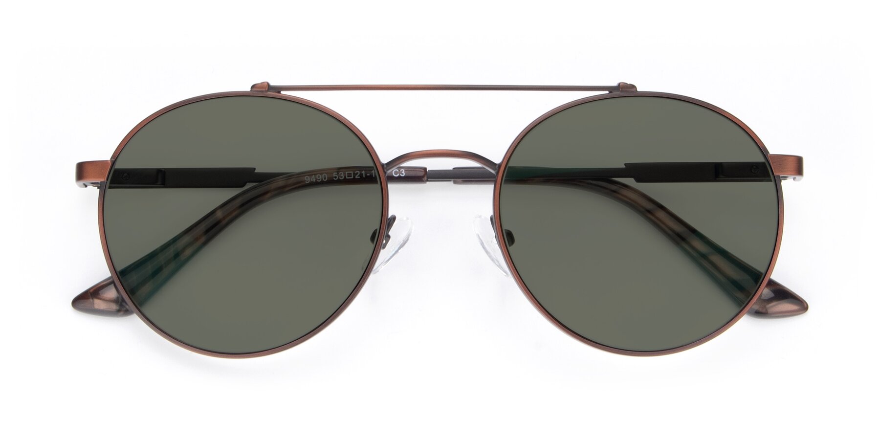 Folded Front of 9490 in Antique Brown with Gray Polarized Lenses