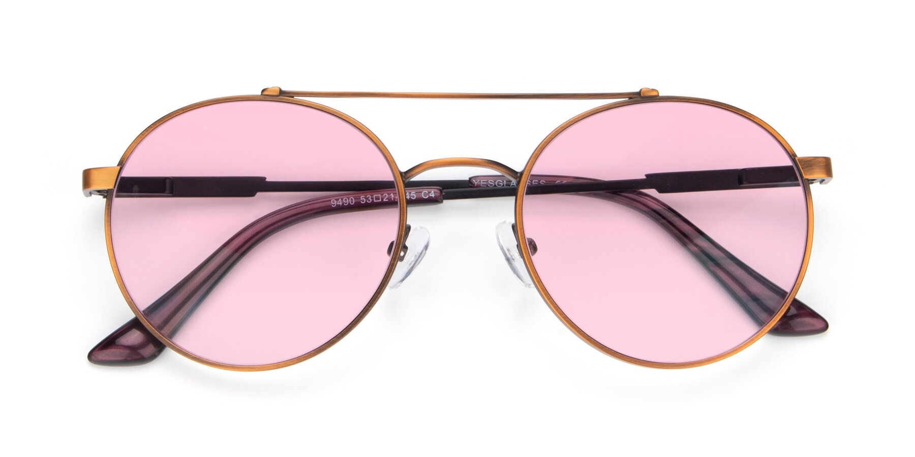 Folded Front of 9490 in Antique Bronze with Light Pink Tinted Lenses