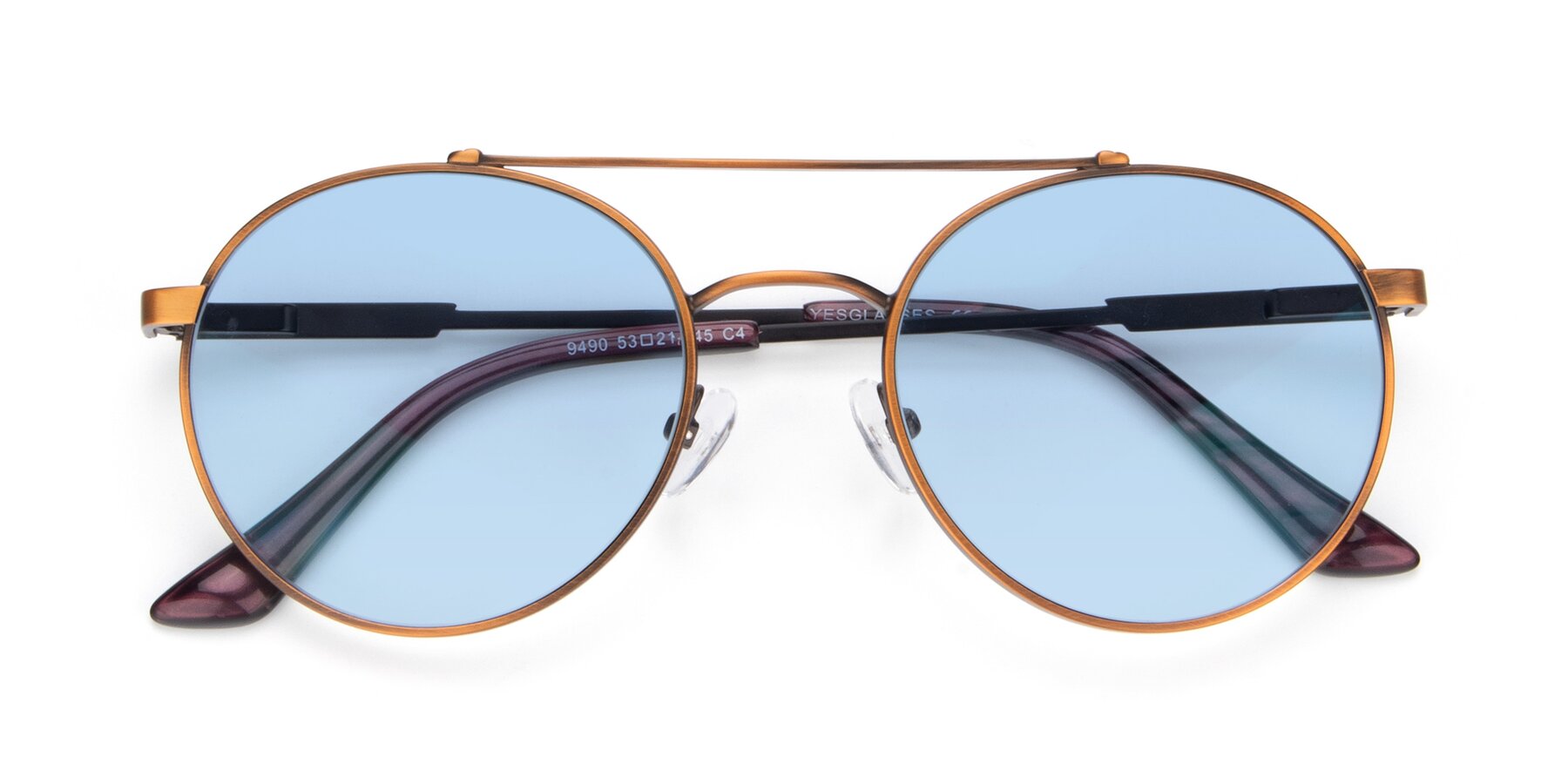 Folded Front of 9490 in Antique Bronze with Light Blue Tinted Lenses