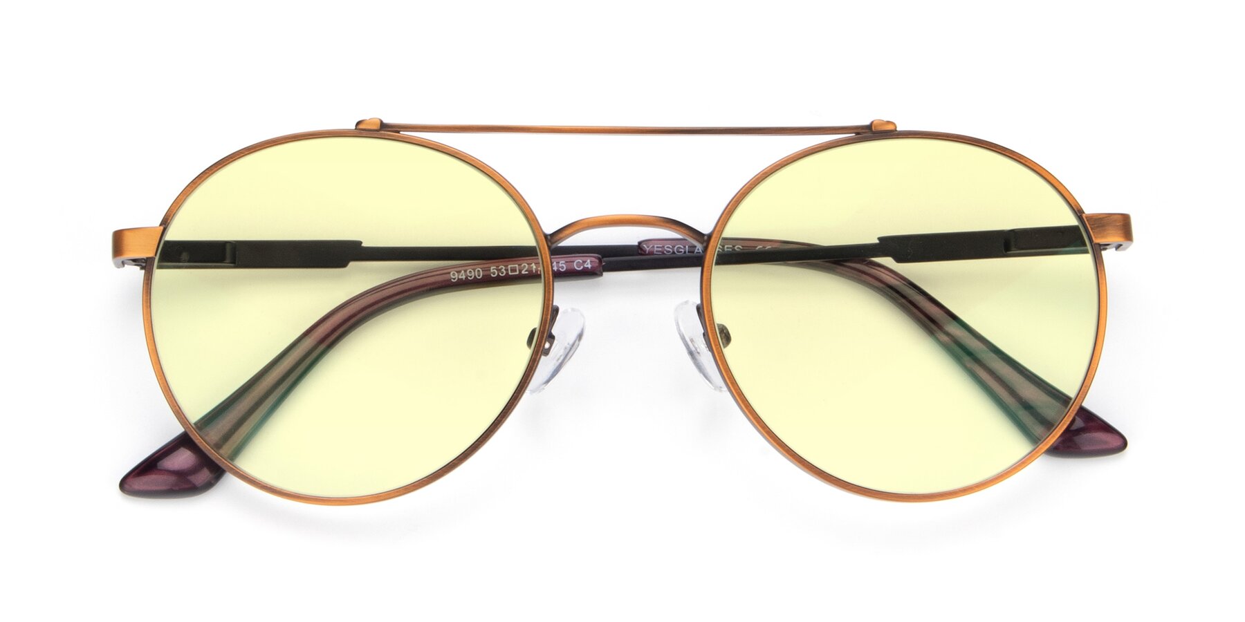Folded Front of 9490 in Antique Bronze with Light Yellow Tinted Lenses