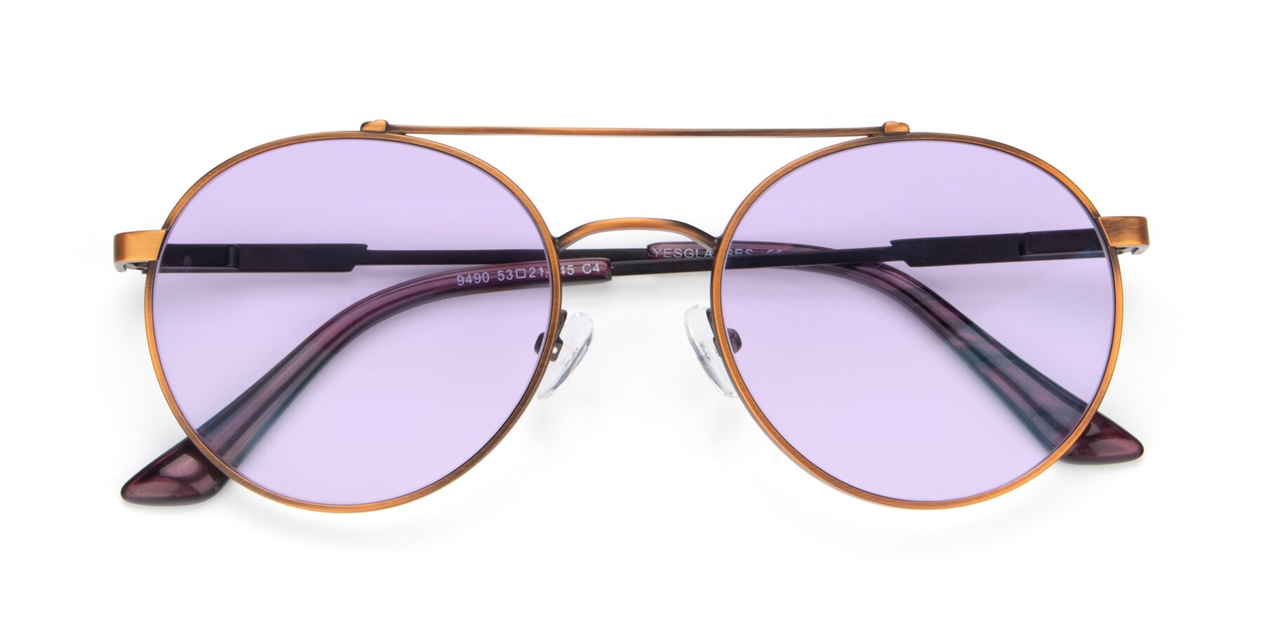 Folded Front of 9490 in Antique Bronze with Light Purple Tinted Lenses