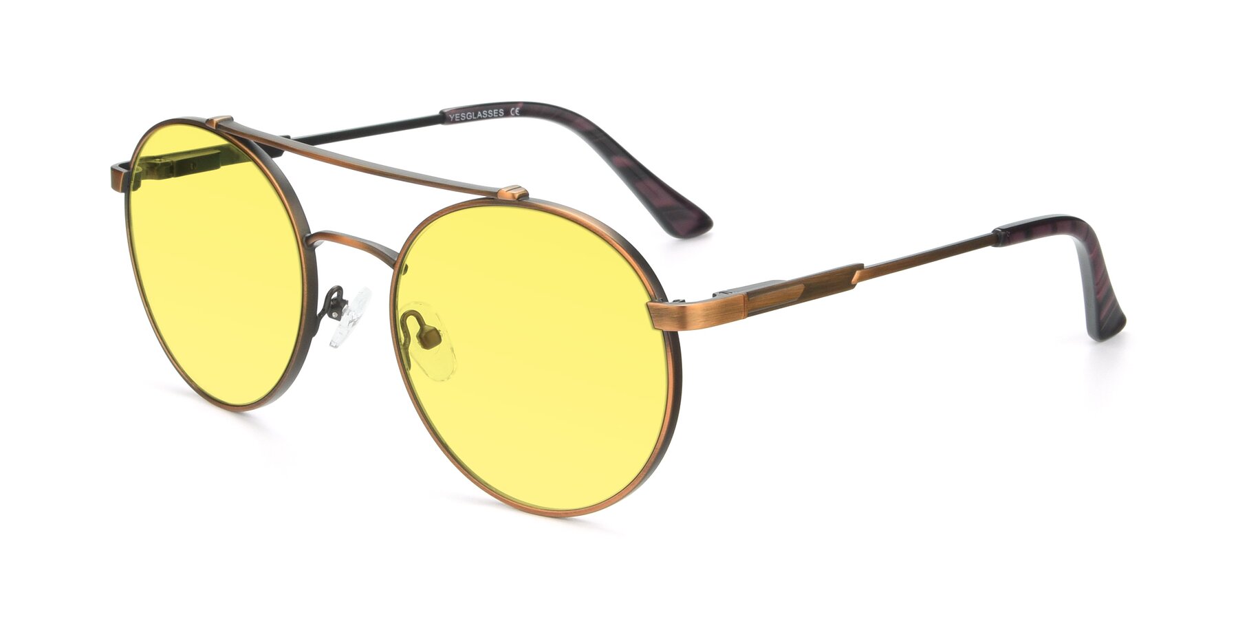 Angle of 9490 in Antique Bronze with Medium Yellow Tinted Lenses