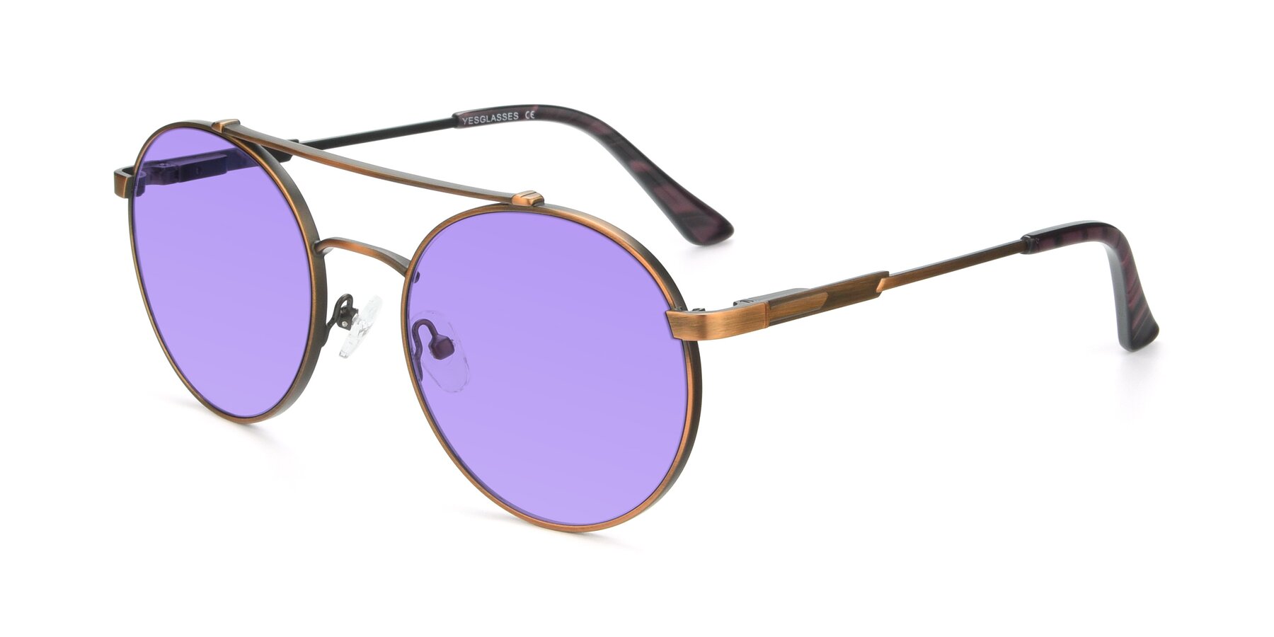 Angle of 9490 in Antique Bronze with Medium Purple Tinted Lenses