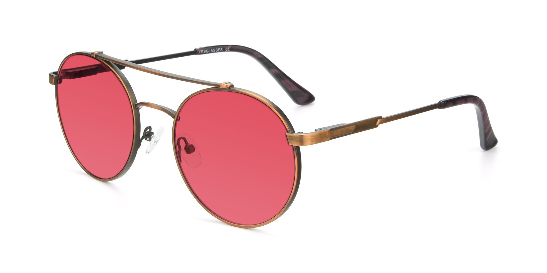Angle of 9490 in Antique Bronze with Red Tinted Lenses