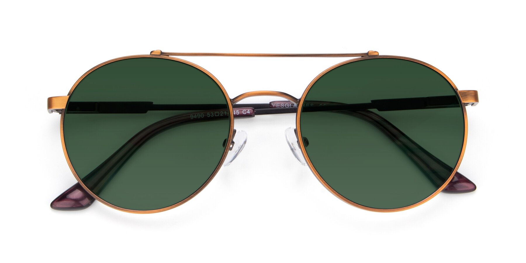 Folded Front of 9490 in Antique Bronze with Green Tinted Lenses