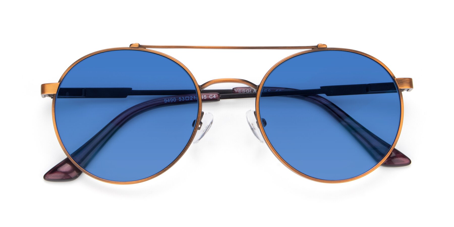Folded Front of 9490 in Antique Bronze with Blue Tinted Lenses