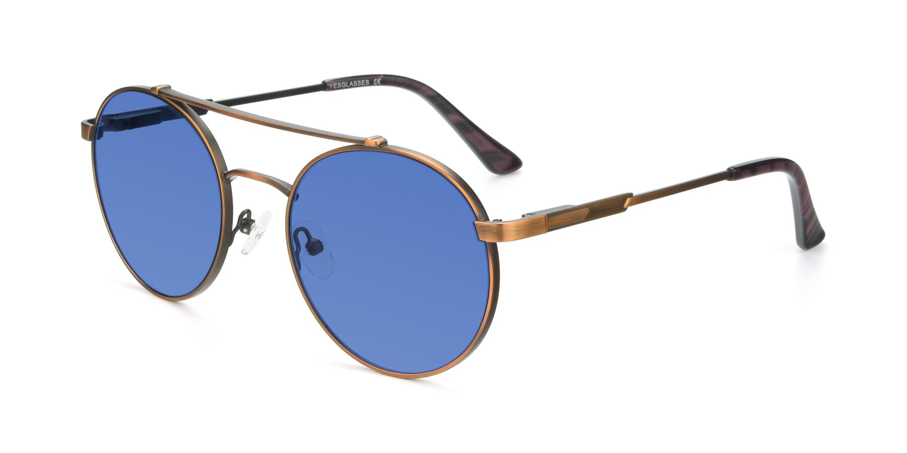 Angle of 9490 in Antique Bronze with Blue Tinted Lenses