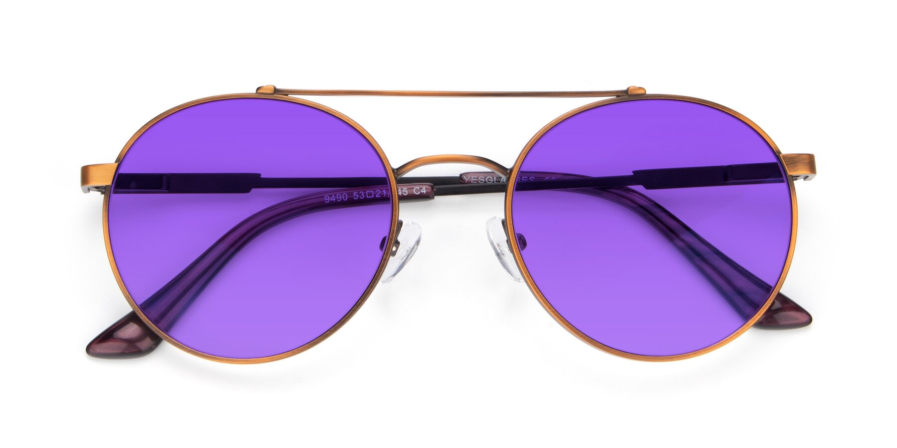 Folded Front of 9490 in Antique Bronze with Purple Tinted Lenses